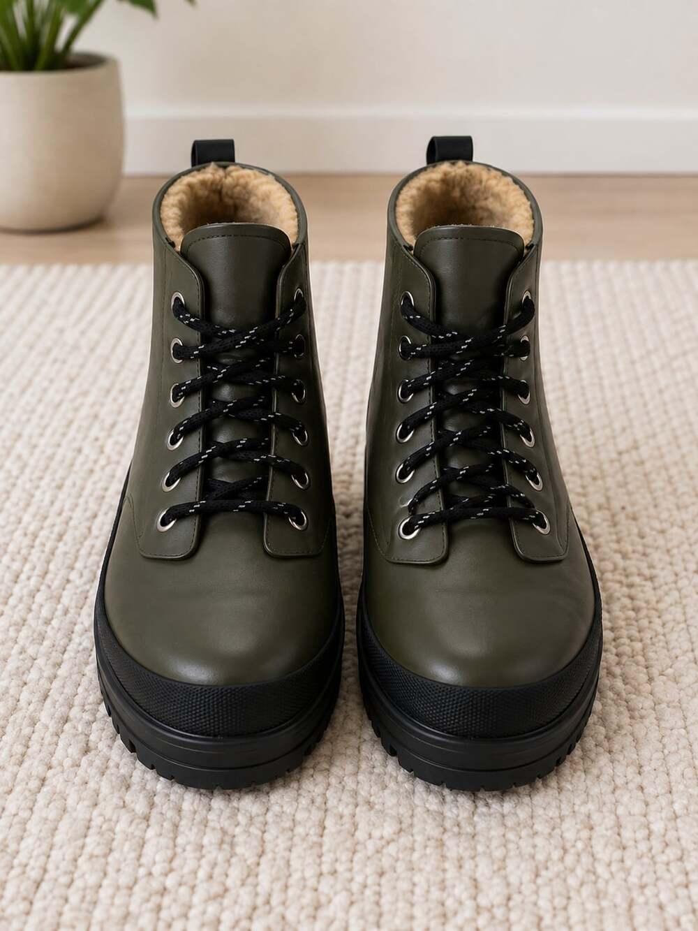 Chooka Redmond Hiker Waterproof Rain Boots Olive Green Lace Up Women’s Size 6